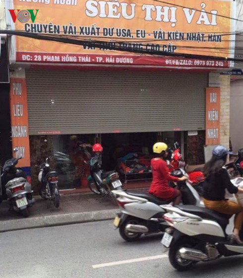 Cửa hàng vải nơi xảy ra vụ việc. Cửa hàng vải nơi xảy ra vụ việc.