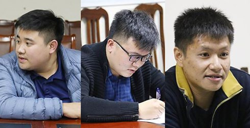 Các đối tượng tại cơ quan công an.