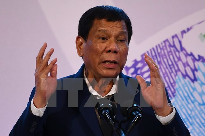 Tổng thống Philippines Rodrigo Duterte. (Nguồn: AFP/TTXVN)
