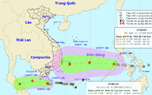 Đường đi và vị trí của áp thấp nhiệt đới