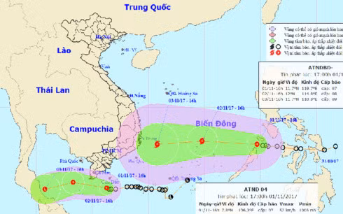 Đường đi và vị trí của áp thấp nhiệt đới