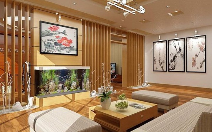 Phòng khách hiện đại với kiến trúc sinh động, ấm áp. Ảnh: Khonggiannhadep24h. Phòng khách hiện đại với kiến trúc sinh động, ấm áp. Ảnh: Khonggiannhadep24h.