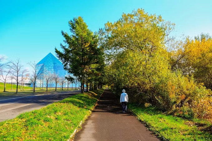 Những công viên ở Sapporo, thủ phủ của tỉnh Hokkaido, có nhiều con đường rộng để du khách chiêm ngưỡng mùa thu về trên xứ phù tang.