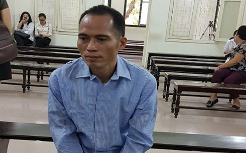 Đối tượng Đức tại phiên tòa sơ thẩm.