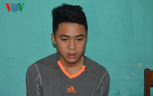 Đối tượng Lê Bá Huy tại cơ quan điều tra.