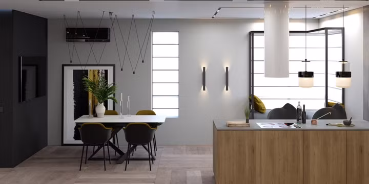  Phòng ăn và nhà bếp là nơi trình diễn của các loại đèn treo đẹp mắt.