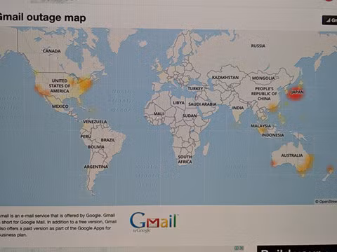 Gmail không hoạt động ở nhiều khu vực trên thế giới -
