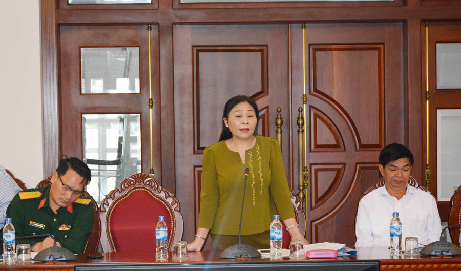 Phó Chủ tịch UBND tỉnh Huỳnh Nữ Thu Hà cho biết mọi công tác phục vụ cho Hội nghị đã chuẩn bị đầy đủ, đảm bảo theo kế hoạch. Ảnh: Minh Nguyễn 