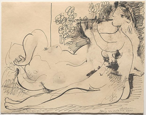  Bức tranh 'Flute Player and Reclining Nude'. (Nguồn: artic.edu)