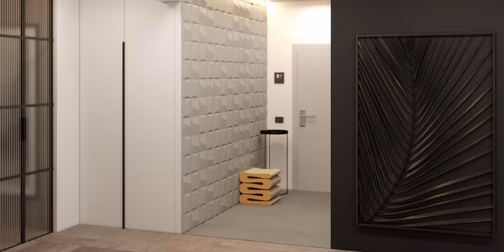 Điều ngạc nhiên tiếp theo khi tham quan ngôi nhà này chính là gạch 3 chiều được bố trí dọc các hành lang.