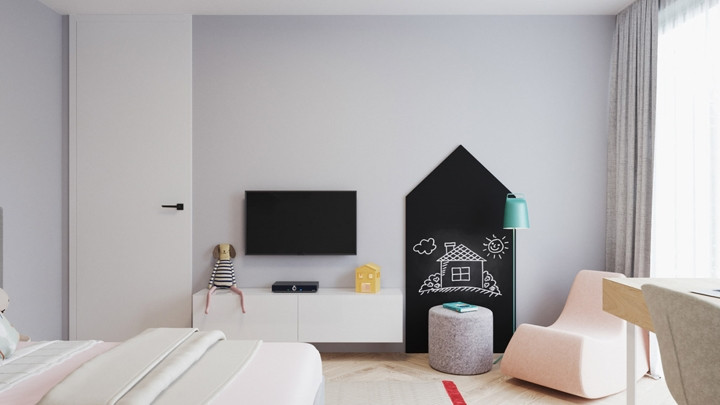 Ghế màu hồng thể hiện rõ tính cách của một đứa trẻ, một chiếc ghế đẩu màu xám đặt cạnh bảng đen để đứa trẻ tha hồ thể hiện trí tưởng tượng của bản thân. Ghế màu hồng thể hiện rõ tính cách của một đứa trẻ, một chiếc ghế đẩu màu xám đặt cạnh bảng đen để đứa trẻ tha hồ thể hiện trí tưởng tượng của bản thân.