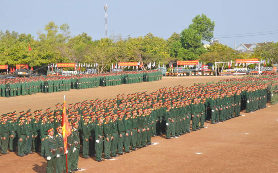 Lễ ra quân huấn luyện tại Sư đoàn 320. Ảnh: Vĩnh Hoàng