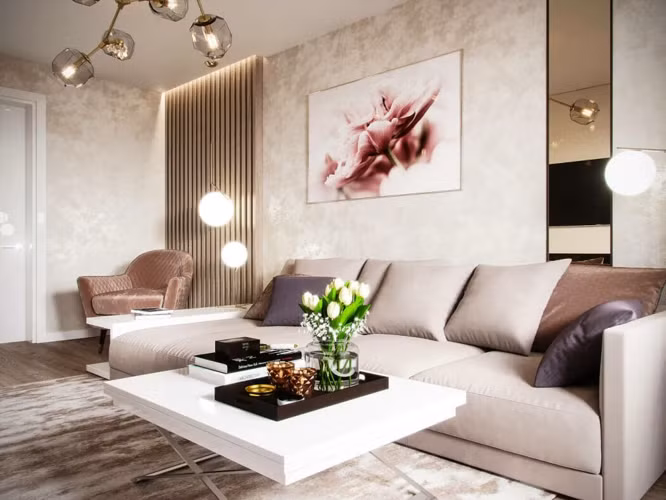 Nội thất trong nhà phần lớn đều chú trọng đến sự tối giản, bàn sofa có thể gấp gọn, ghế sofa thấp không cản trở tầm nhìn.
