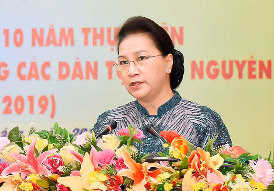  Ủy viên Bộ Chính trị, Chủ tịch Quốc hội Nguyễn Thị Kim Ngân phát biểu tại hội nghị. Ảnh: Đức Thụy