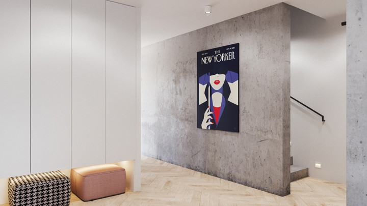 Một bức tranh nghệ thuật “đủ” để bức tường màu xám trở nên thú vị. Một bức tranh nghệ thuật “đủ” để bức tường màu xám trở nên thú vị.