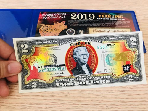 Tờ USD in hình con heo cùng giấy chứng nhận Tờ USD in hình con heo cùng giấy chứng nhận