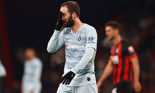 Nỗi thất vọng của Higuain trong trận ra mắt Ngoại hạng Anh. Ảnh: Reuters.