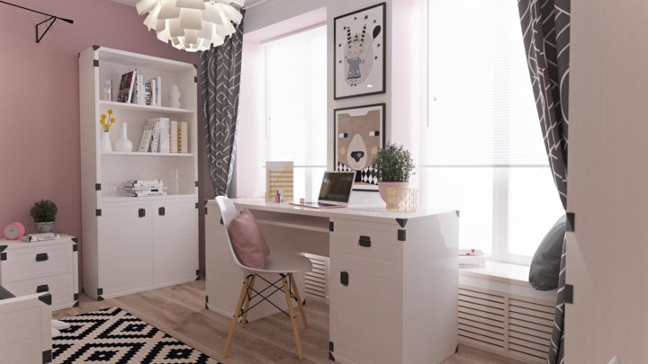 Phòng làm việc lấy tông màu đen, trắng làm chủ đạo.