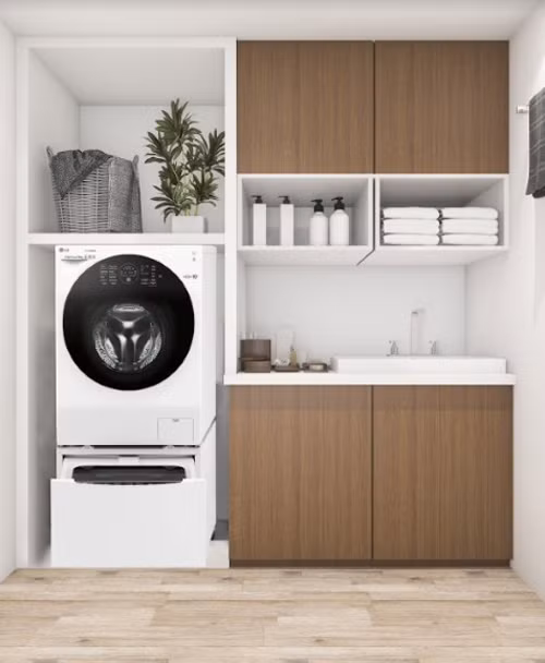  Việc đặt thêm một vài cây cảnh tại góc giặt cũng giúp làm đẹp không gian sống. 