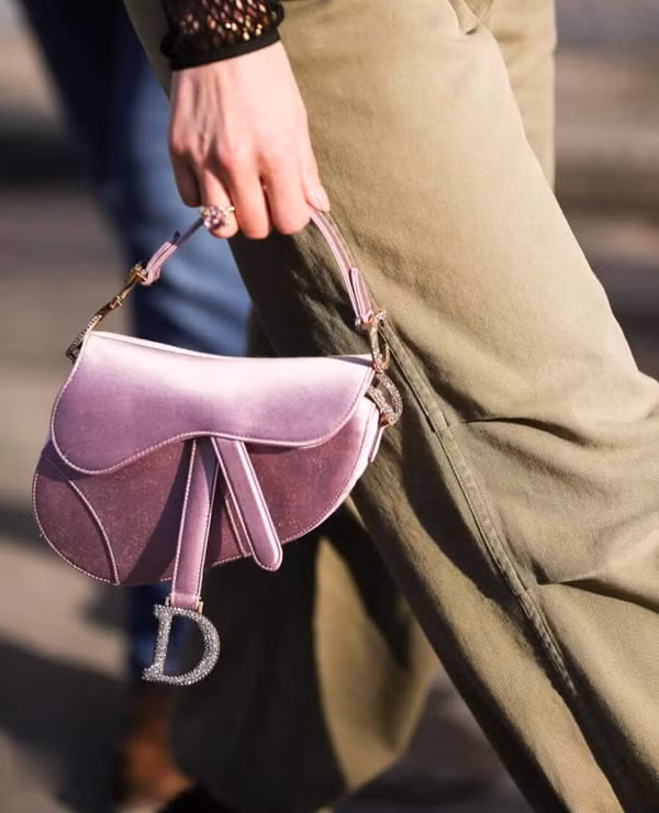  Túi yên ngựa của Dior cũng được thiết kế trên chất liệu nhung mượt mà và tông hồng tím đầy nữ tính đễ chị em sẵn sàng đi chơi Tết.