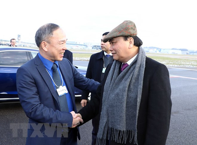  Lễ tiễn Thủ tướng Nguyễn Xuân Phúc tại sân bay quốc tế Zurich, Liên bang Thụy Sỹ. (Ảnh: Thống Nhất/TTXVN)