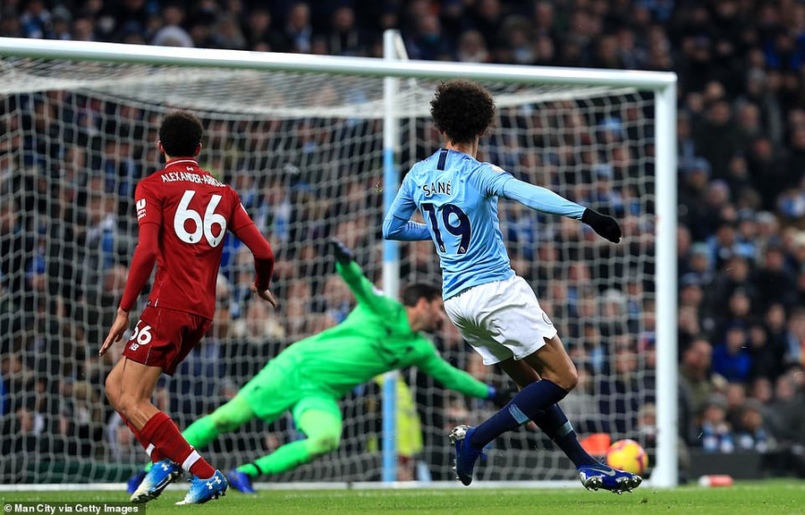 Sane dứt điểm chuẩn xác, ấn định chiến thắng cho Man City. (Ảnh: Getty Images) Sane dứt điểm chuẩn xác, ấn định chiến thắng cho Man City. (Ảnh: Getty Images)
