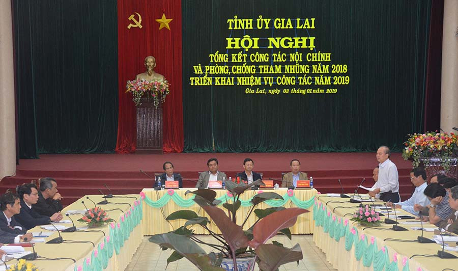 Quang cảnh hội nghị tổng kết công tác nội chính và phòng-chống tham nhũng, lãng phí năm 2018. Ảnh: V.H  Quang cảnh hội nghị tổng kết công tác nội chính và phòng-chống tham nhũng, lãng phí năm 2018. Ảnh: V.H