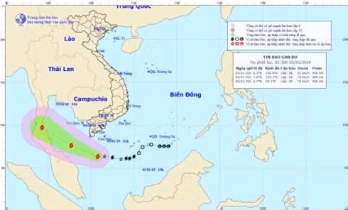  Dự báo hướng đi và vị trí cơn bão số 1
