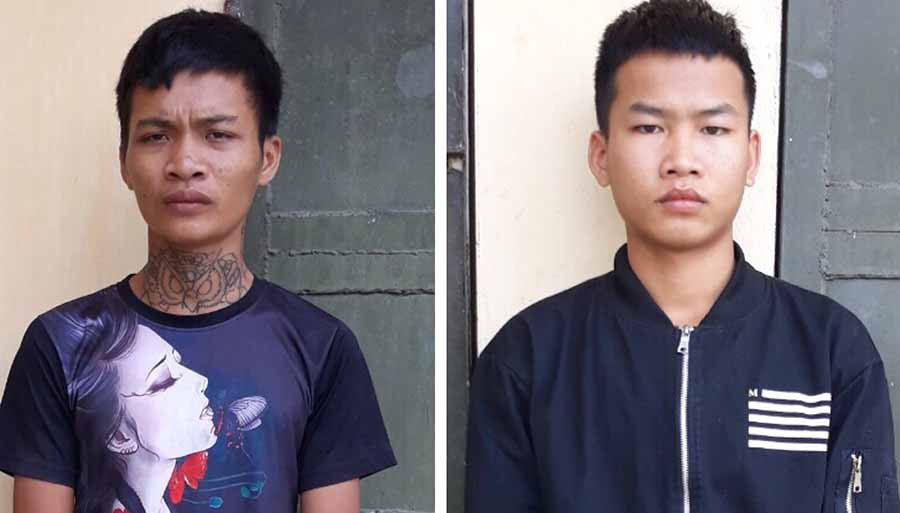 Đối tượng Bình và Lập (từ trái qua) tại cơ quan Công an. Ảnh: V.N Đối tượng Bình và Lập (từ trái qua) tại cơ quan Công an. Ảnh: V.N