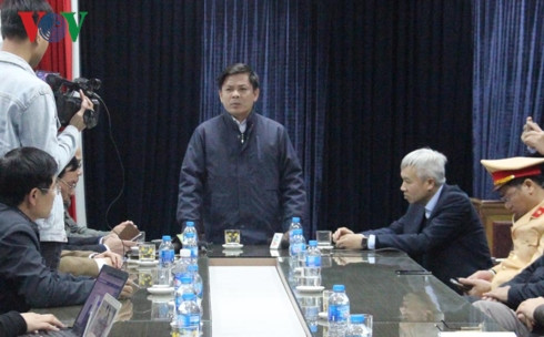  Bộ trưởng Bộ GTVT, Phó Chủ tịch Thường trực Ủy ban An toàn giao thông Quốc gia Nguyễn Văn Thể chủ trì họp báo về vụ tai nạn giao thông ở Hải Dương