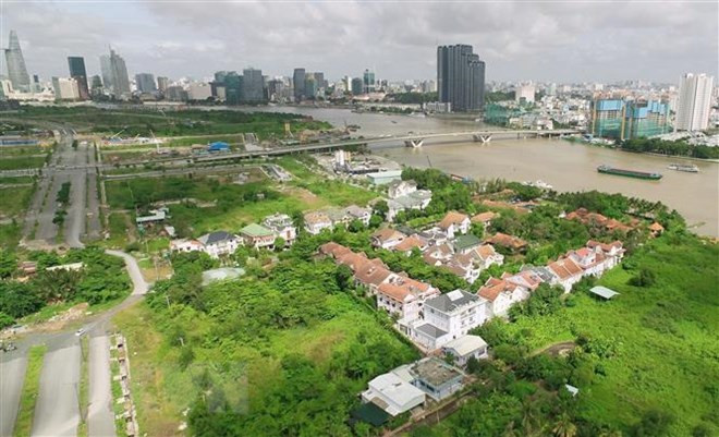 Dự án 4 tuyến đường chính trong KĐTM Thủ Thiêm. (Ảnh: Quang Nhựt/TTXVN) Dự án 4 tuyến đường chính trong KĐTM Thủ Thiêm. (Ảnh: Quang Nhựt/TTXVN)