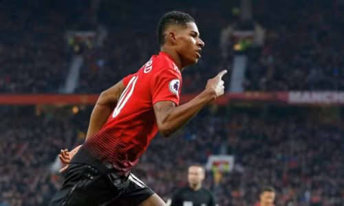  Rashford ghi bàn thắng thứ tám tại Ngoại hạng Anh mùa này. Ảnh: Rex.