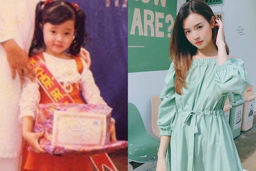 So với thời bé, các đường nét trên gương mặt của Midu không thay đổi nhiều. Diễn viên Thiên mệnh anh hùng khiến nhiều người trầm trồ bởi nhan sắc trẻ trung, xinh đẹp và thành công ở tuổi 31. ẢNH: FBNV
