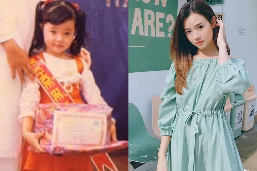 So với thời bé, các đường nét trên gương mặt của Midu không thay đổi nhiều. Diễn viên Thiên mệnh anh hùng khiến nhiều người trầm trồ bởi nhan sắc trẻ trung, xinh đẹp và thành công ở tuổi 31. ẢNH: FBNV