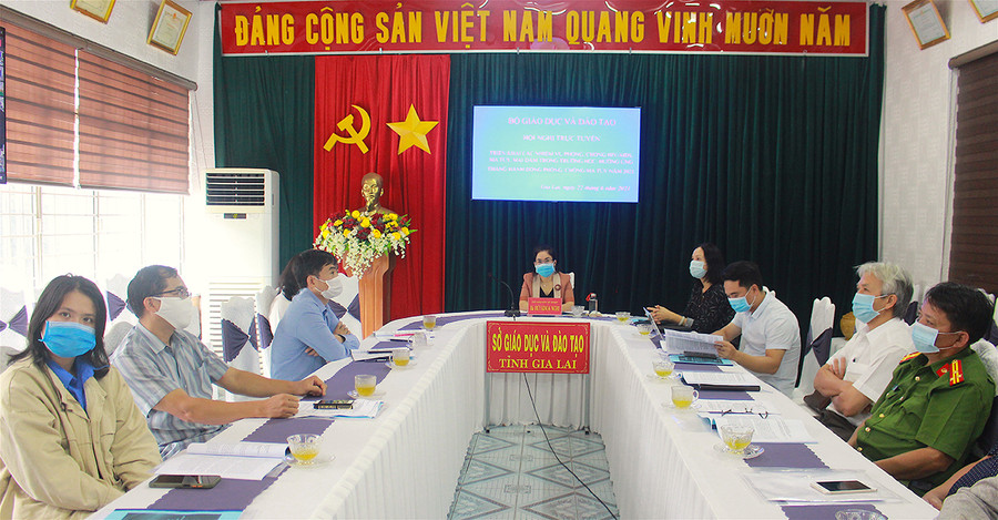 Quang cảnh hội nghị tại điểm cầu Sở GD-ĐT tỉnh Gia Lai. Ảnh: Mộc Trà  Quang cảnh hội nghị tại điểm cầu Sở GD-ĐT tỉnh Gia Lai. Ảnh: Mộc Trà