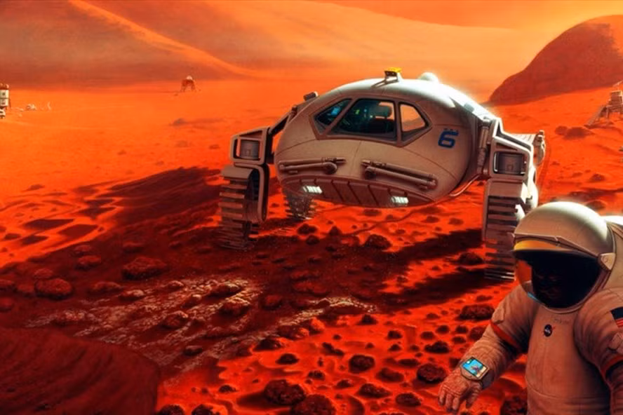 Minh hoạ con người sinh sống trên sao Hỏa. Ảnh: NASA