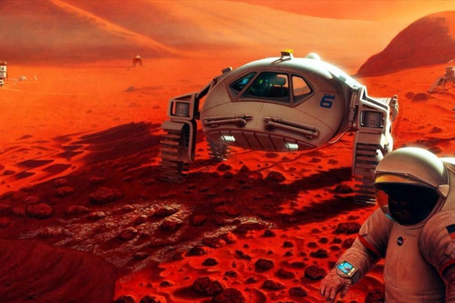 Minh hoạ con người sinh sống trên sao Hỏa. Ảnh: NASA