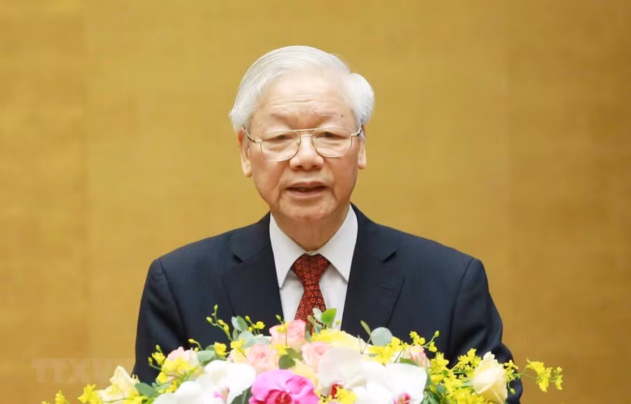 Tổng Bí thư Nguyễn Phú Trọng phát biểu chỉ đạo Hội nghị. (Ảnh: Phương Hoa/TTXVN)