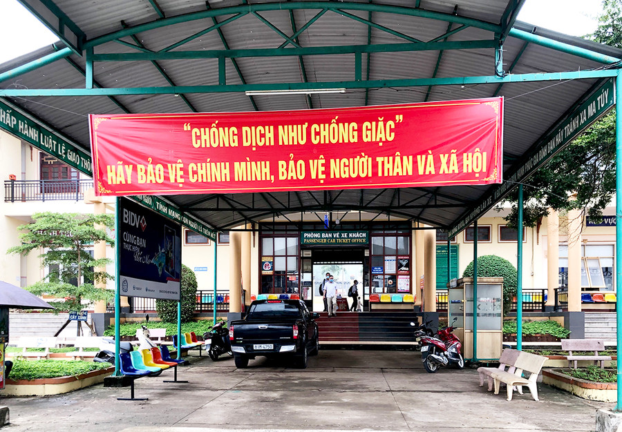 Bến xe Đức Long Gia Lai tăng cường công tác phòng-chống dịch Covid-19. Ảnh: Lê Hòa