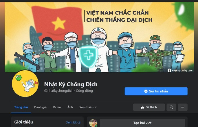 Giao diện trang Nhật Ký Chống Dịch. (Ảnh từ Facebook)