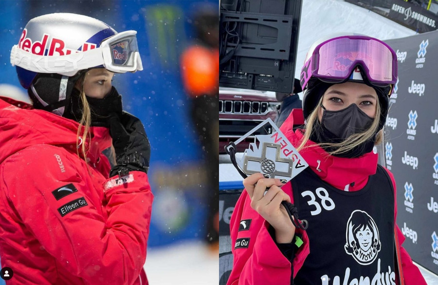 Eileen Gu sinh năm 2003, có cha là người Mỹ, mẹ là người Trung Quốc. Với gương mặt xinh đẹp, Eileen Gu được công chúng ưu ái gọi là hotgirl trong làng trượt tuyết. ẢNH: INSTAGRAM NV