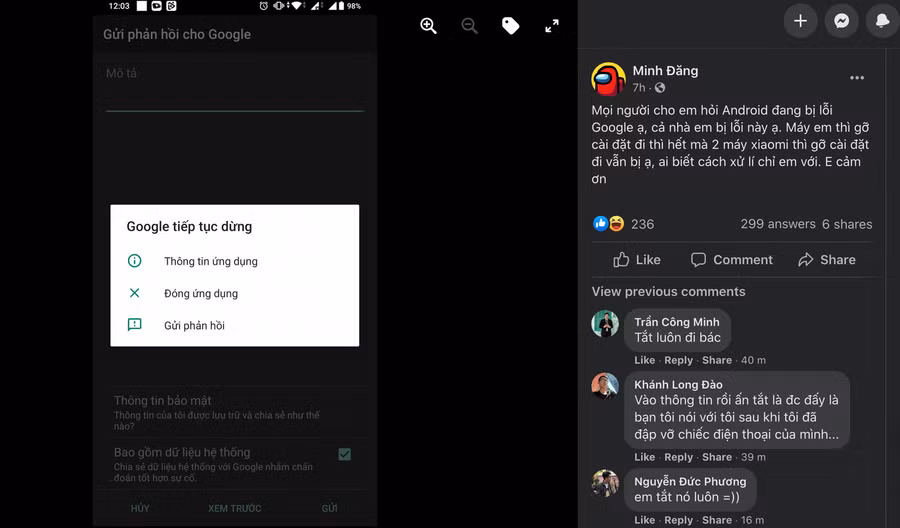 Việc ứng dụng Google đột ngột dừng hoạt động dường như xảy ra diện rộng, không chỉ ảnh hưởng tại Việt Nam. ẢNH CHỤP MÀN HÌNH