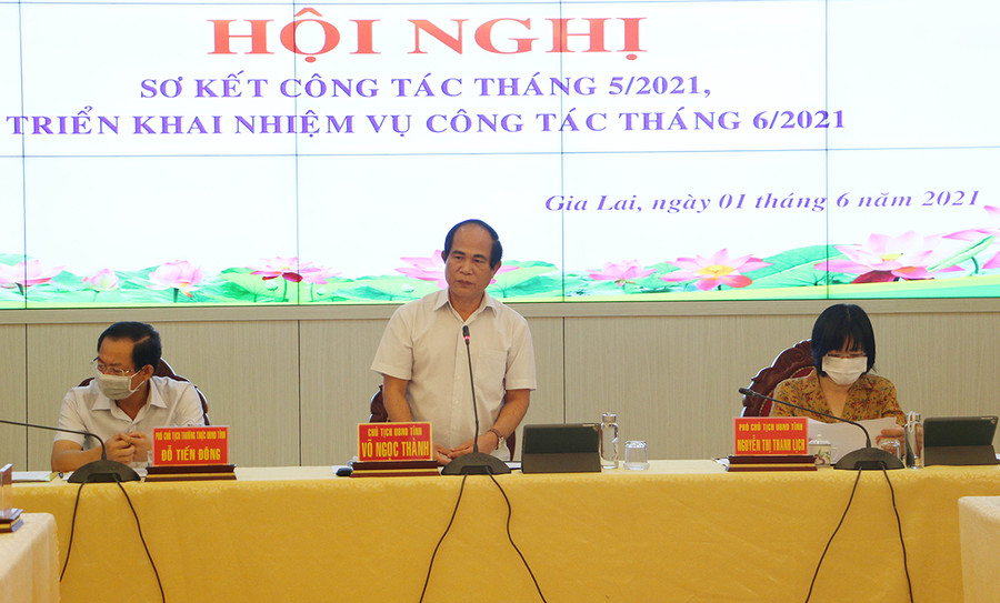 Chủ tịch UBND tỉnh Võ Ngọc Thành phát biểu chỉ đạo tại hội nghị. Ảnh: Quang Tấn Chủ tịch UBND tỉnh Võ Ngọc Thành phát biểu chỉ đạo tại hội nghị. Ảnh: Quang Tấn