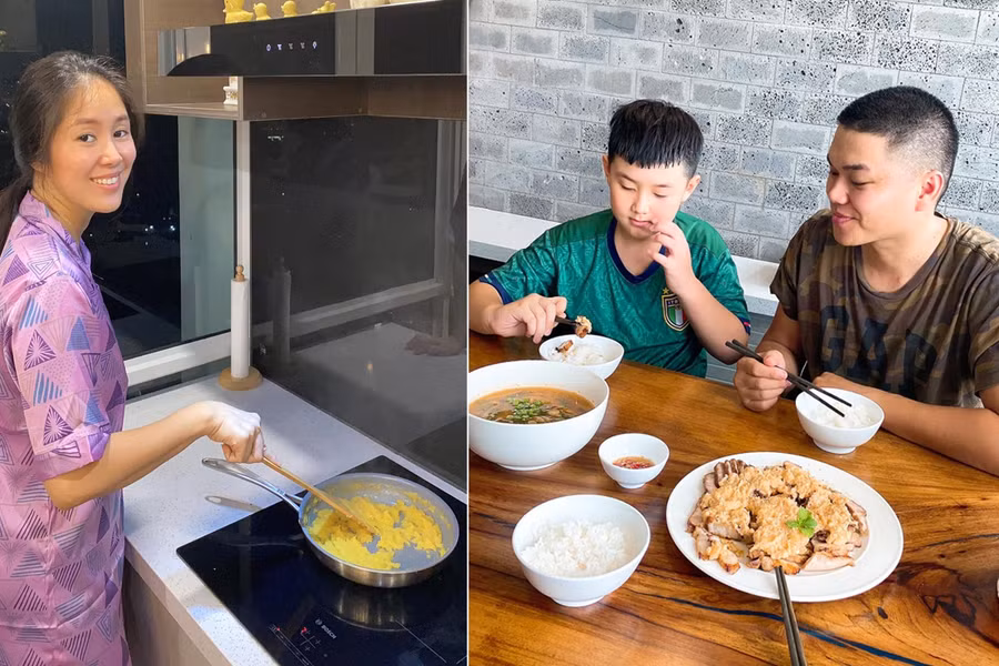 Nữ diễn viên Gạo nếp gạo tẻ thường xuyên khoe tài nấu ăn trong thời gian ở nhà. ẢNH: FBNV
