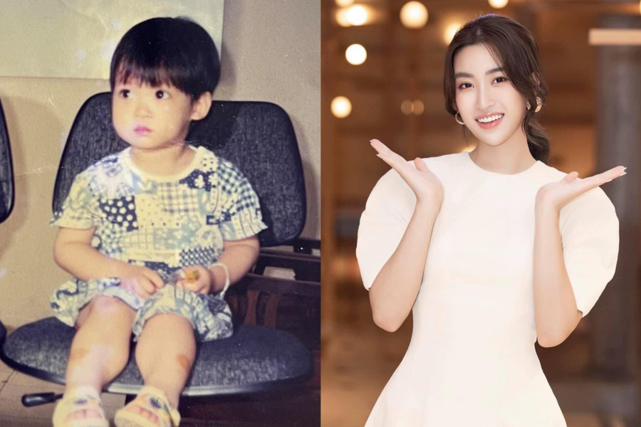 Ngày bé, Đỗ Mỹ Linh gây chú ý bởi gương mặt bầu bĩnh, đôi mắt to tròn. Chia sẻ hình ảnh trên trang cá nhân, Hoa hậu Việt Nam 2016 viết: “Em bé nào cưng vậy trời? Đúng 1.6 năm 1998 luôn. Sau 23 năm, chân em bé vẫn hoa gấm y như vậy