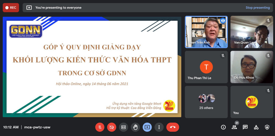 Buổi họp trực tuyến có sự tham gia của nhiều trường CĐ, trung cấp