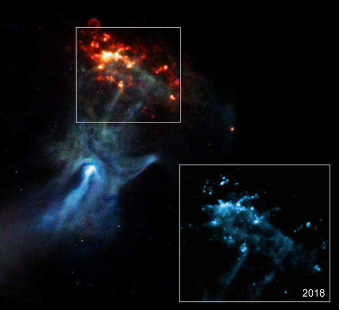 Bàn tay ánh sáng ngoạn mục được Đài quan sát tia X Chandra ghi lại - ảnh: NASA