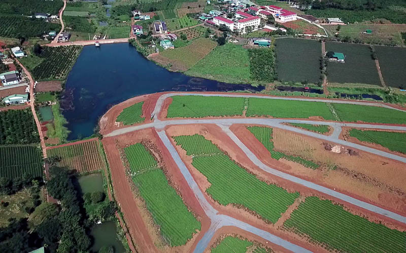 Một khu vực có dấu phân lô trên đất nông nghiệp tại TP Bảo Lộc. 