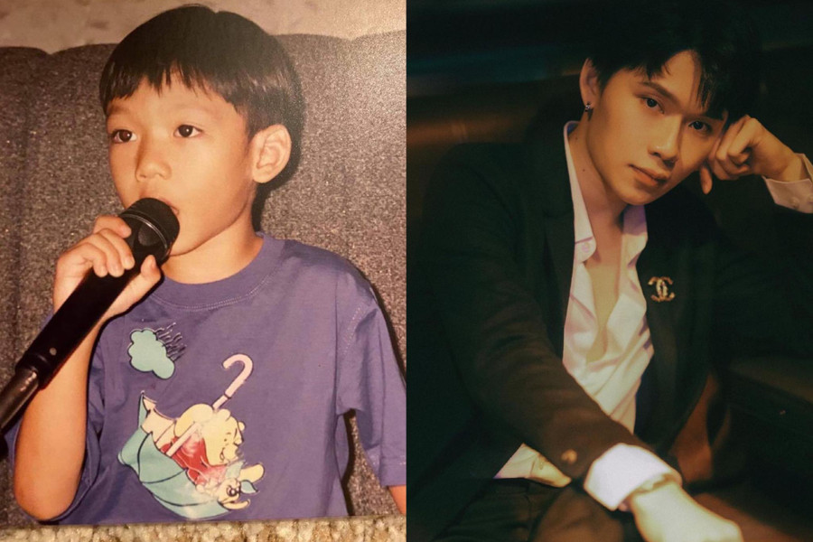 Quang Trung cũng gây sốt khi chia sẻ hình ảnh tuổi thơ của mình. Thời điểm đó, anh sở hữu vẻ ngoài bụ bẫm, đáng yêu. ẢNH: FBNV