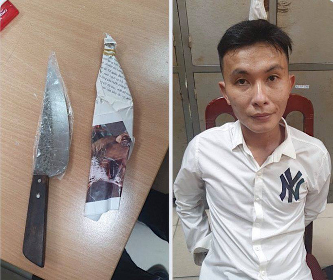 Phạm Ngọc Tú cùng hung khí là con dao dạng chọc tiết lợn trong vụ án